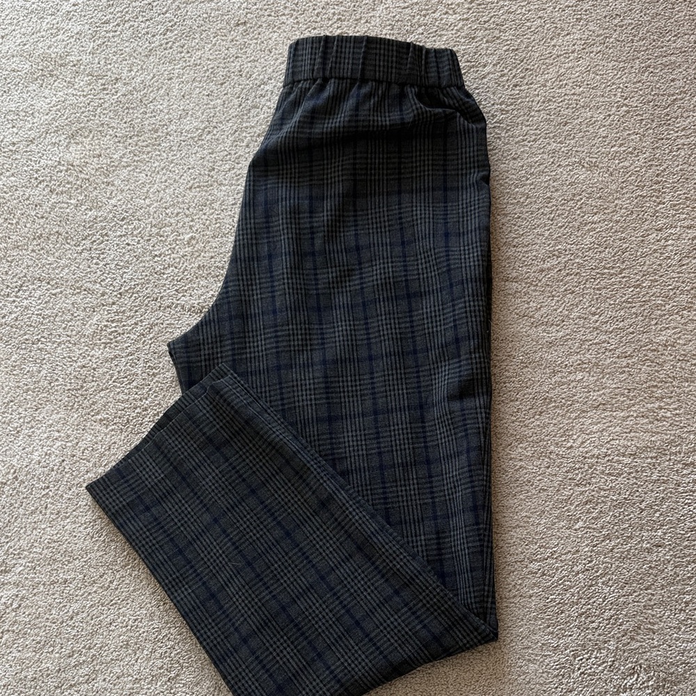Aritzia Wilfred Women’s Cropped Pants Size 6 Checkered Navy and Gray - Picture 3 of 7